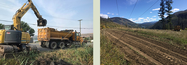 image of excavation crew in Vernon, B.C. working on a new dirt road